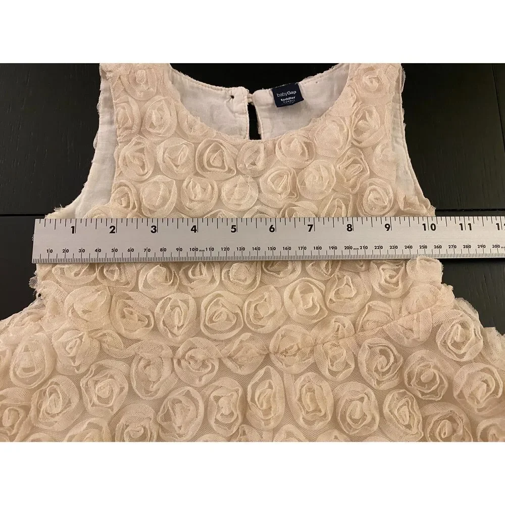 Gap Rosette Holiday Party Dress Toddler Girls 3T Sleeveless Christmas Santa Pics